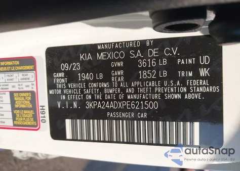 2023 Kia Rio S from USA, damaged, VIN 3KPA24ADXPE621500